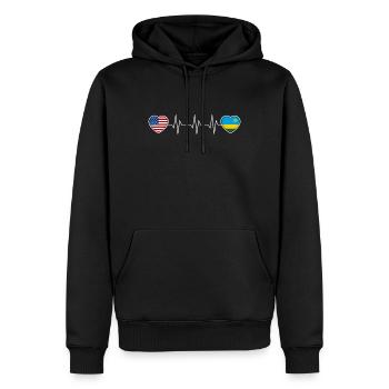 Ruanda - Männer Premium Bio Hoodie - Schwarz - Vorne - Nico (187cm)