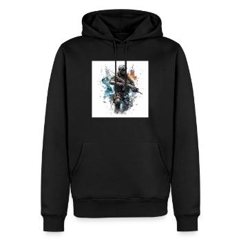 COD jeu art shooter - Sweat à capuche Premium bio Homme - noir - Devant - Nico (187cm)