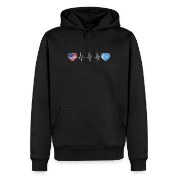 Ouïghours - Sweat à capuche Premium bio Homme - noir - Devant - Nico (187cm)
