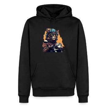 Cavalier de chat - Sweat à capuche Premium bio Homme - noir - Devant - Nico (187cm)