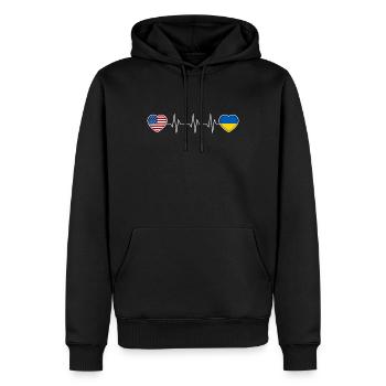Ukraine - Männer Premium Bio Hoodie - Schwarz - Vorne - Nico (187cm)