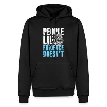 Lustiger Detekiv Spruch Lupe Spuren - Männer Premium Bio Hoodie - Schwarz - Vorne - Nico (187cm)
