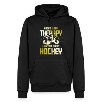 feldhockey therapy - Männer Premium Bio Hoodie - Schwarz - Vorne - Nico (187cm)