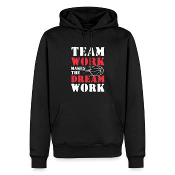 Travail d’équipe Basketball - Sweat à capuche Premium bio Homme - noir - Devant - Nico (187cm)