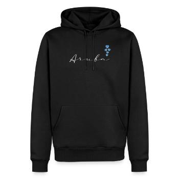 Aruba - Männer Premium Bio Hoodie - Schwarz - Vorne - Nico (187cm)