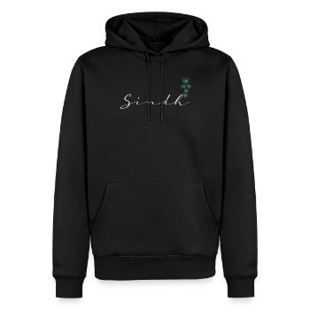 Sindh - Männer Premium Bio Hoodie - Schwarz - Vorne - Nico (187cm)