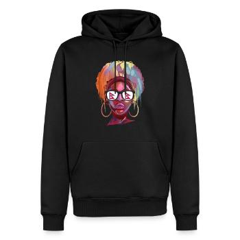 Népal - Sweat à capuche Premium bio Homme - noir - Devant - Nico (187cm)