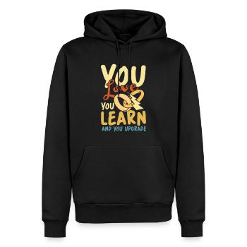 You Love You Learn And You Upgrade - Männer Premium Bio Hoodie - Schwarz - Vorne - Nico (187cm)