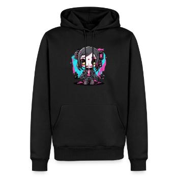 Fille zombie futuriste - Sweat à capuche Premium bio Homme - noir - Devant - Nico (187cm)