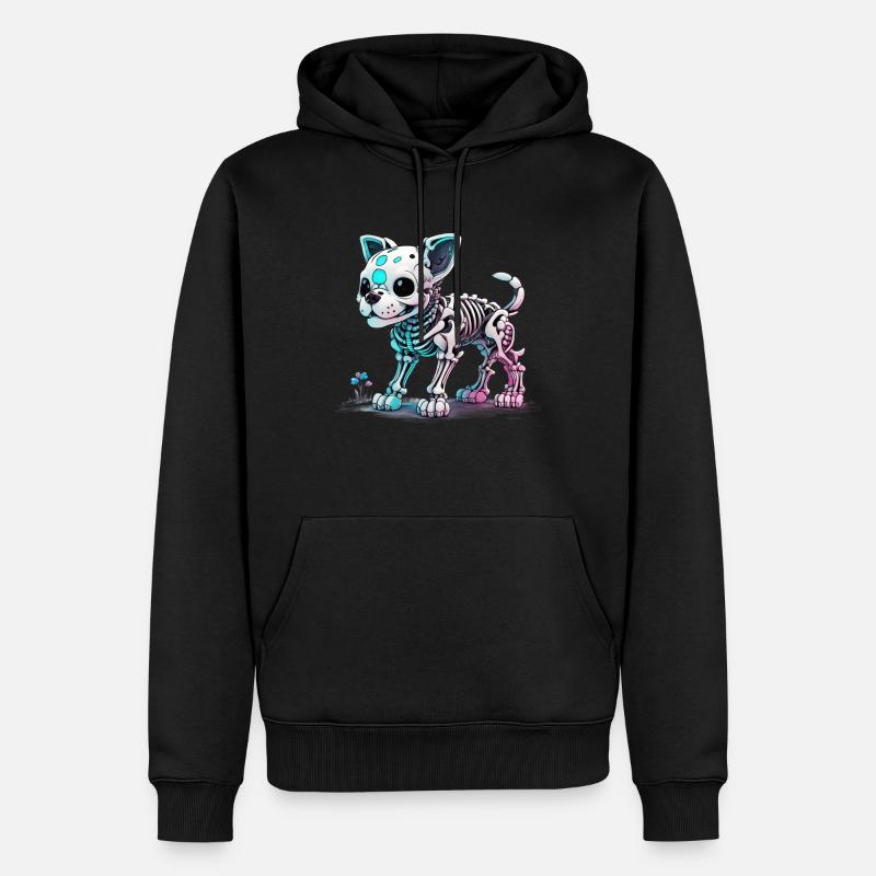 Chien squelette - Sweat à capuche Premium bio Homme - noir