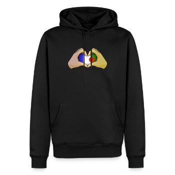 Batwa - Männer Premium Bio Hoodie - Schwarz - Vorne - Nico (187cm)