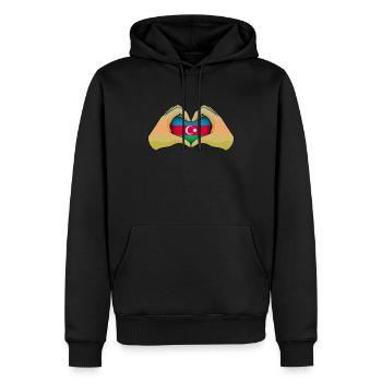 Azerbaïdjan - Sweat à capuche Premium bio Homme - noir - Devant - Nico (187cm)