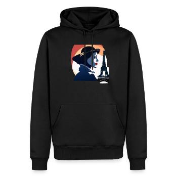 Tour Eiffel - Sweat à capuche Premium bio Homme - noir - Devant - Nico (187cm)