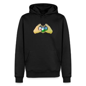 Dschibuti - Männer Premium Bio Hoodie - Schwarz - Vorne - Nico (187cm)