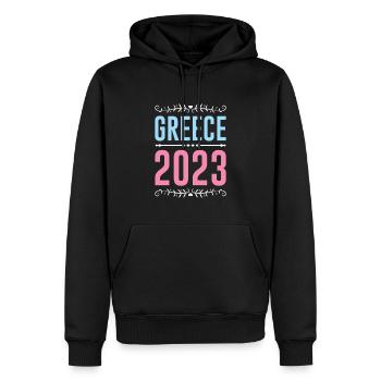 Greece 2023 - Männer Premium Bio Hoodie - Schwarz - Vorne - Nico (187cm)