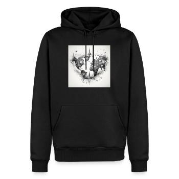 world map black and withe - Männer Premium Bio Hoodie - Schwarz - Vorne - Nico (187cm)