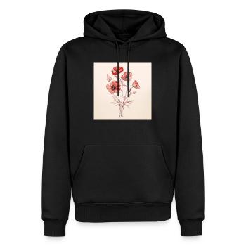 one line art flowers in hand - Männer Premium Bio Hoodie - Schwarz - Vorne - Nico (187cm)