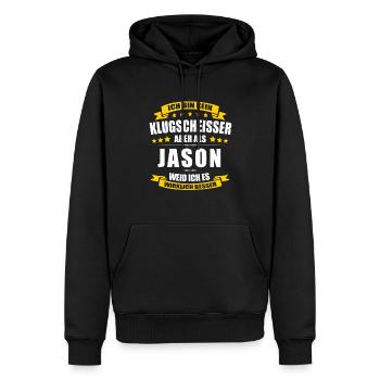 Name Jason Vorname Klugscheisser Namenstag - Männer Premium Bio Hoodie - Schwarz - Vorne - Nico (187cm)