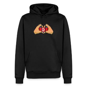 Corée du Nord - Sweat à capuche Premium bio Homme - noir - Devant - Nico (187cm)