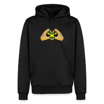 Jamaika - Männer Premium Bio Hoodie - Schwarz - Vorne - Nico (187cm)