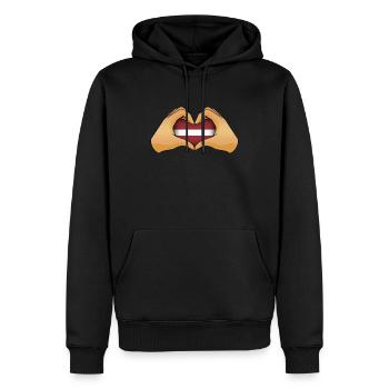 Lettonie - Sweat à capuche Premium bio Homme - noir - Devant - Nico (187cm)