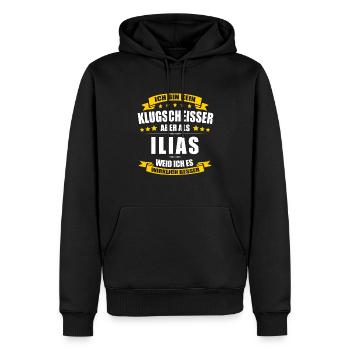 Name Ilias Vorname Klugscheisser Namenstag - Männer Premium Bio Hoodie - Schwarz - Vorne - Nico (187cm)