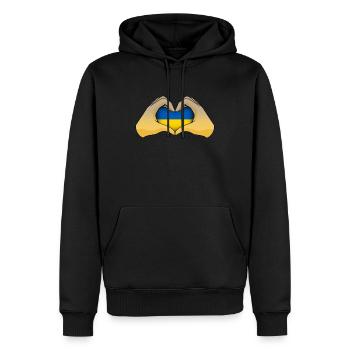 Ukraine - Männer Premium Bio Hoodie - Schwarz - Vorne - Nico (187cm)
