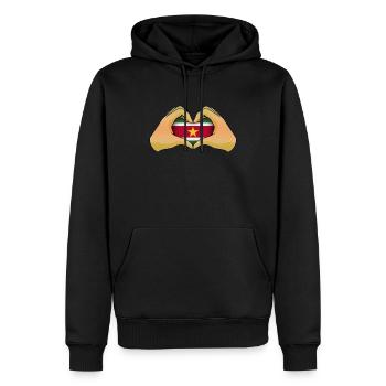 Suriname - Männer Premium Bio Hoodie - Schwarz - Vorne - Nico (187cm)