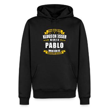 Name Pablo Vorname Klugscheisser Namenstag - Männer Premium Bio Hoodie - Schwarz - Vorne - Nico (187cm)