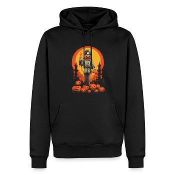 Clown effrayant d’Halloween avec des citrouilles et de la lune - Sweat à capuche Premium bio Homme - noir - Devant - Nico (187cm)