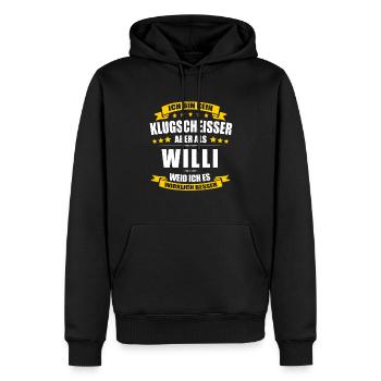 Name Willi Vorname Klugscheisser Namenstag - Männer Premium Bio Hoodie - Schwarz - Vorne - Nico (187cm)