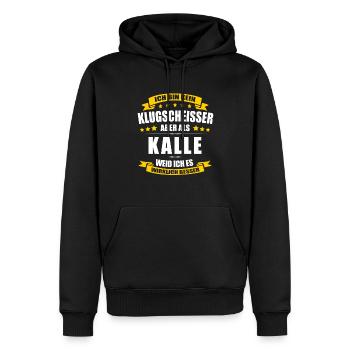 Name Kalle Vorname Klugscheisser Namenstag - Männer Premium Bio Hoodie - Schwarz - Vorne - Nico (187cm)