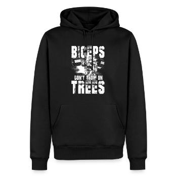 Biceps Don't Grow On Trees - Männer Premium Bio Hoodie - Schwarz - Vorne - Nico (187cm)