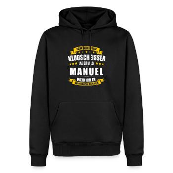Name Manuel Vorname Klugscheisser Namenstag - Männer Premium Bio Hoodie - Schwarz - Vorne - Nico (187cm)