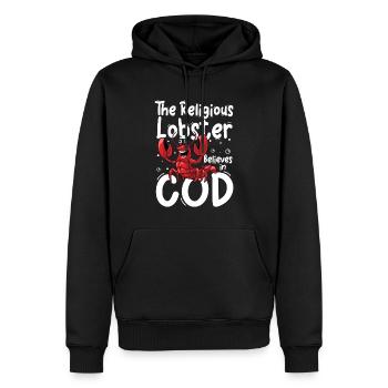 The Religions Lobster Believes In God - Männer Premium Bio Hoodie - Schwarz - Vorne - Nico (187cm)