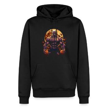 Creepy bodybuilder zombie with pumpkins - Men’s Premium Organic Hoodie - black - Front - Nico (187cm)