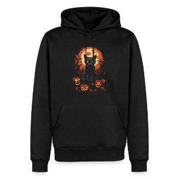 Chat noir effrayant avec des citrouilles Halloween - Sweat à capuche Premium bio Homme - noir - Devant - Nico (187cm)