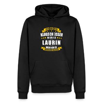 Name Laurin Vorname Klugscheisser Namenstag - Männer Premium Bio Hoodie - Schwarz - Vorne - Nico (187cm)