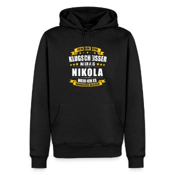 Name Nikola Vorname Klugscheisser Namenstag - Männer Premium Bio Hoodie - Schwarz - Vorne - Nico (187cm)