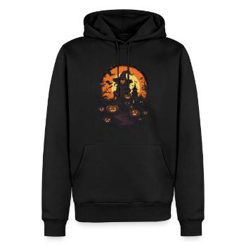 Hexenflug zum Gruseln Halloween Hexen - Männer Premium Bio Hoodie - Schwarz - Vorne - Nico (187cm)
