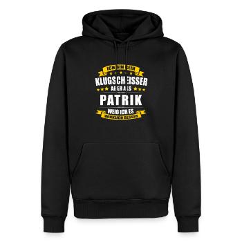 Name Patrik Vorname Klugscheisser Namenstag - Männer Premium Bio Hoodie - Schwarz - Vorne - Nico (187cm)