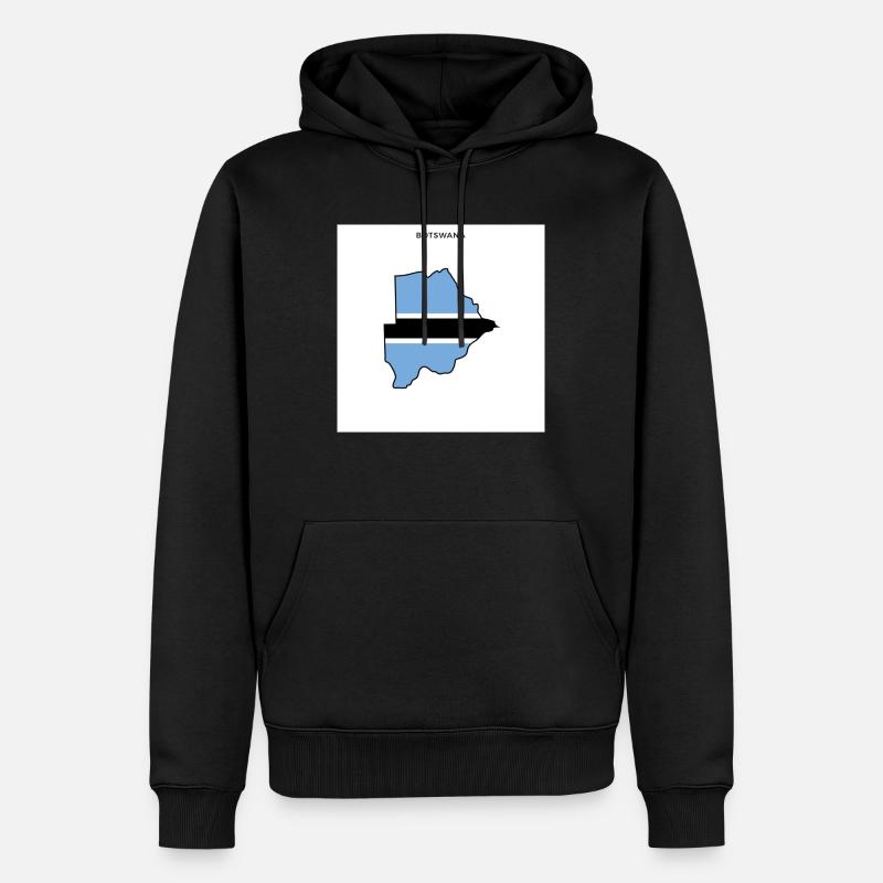 Botswana (Botswana) drapeau, carte - Sweat à capuche Premium bio Homme - noir