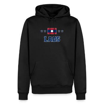 Laos - Männer Premium Bio Hoodie - Schwarz - Vorne - Nico (187cm)