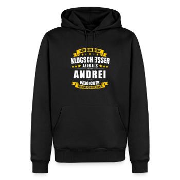 Name Andrei Vorname Klugscheisser Namenstag - Männer Premium Bio Hoodie - Schwarz - Vorne - Nico (187cm)