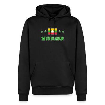 Myanmar - Sweat à capuche Premium bio Homme - noir - Devant - Nico (187cm)