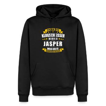 Name Jasper Vorname Klugscheisser Namenstag - Männer Premium Bio Hoodie - Schwarz - Vorne - Nico (187cm)