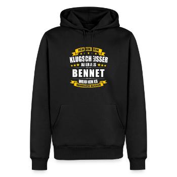 Name Bennet Vorname Klugscheisser Namenstag - Männer Premium Bio Hoodie - Schwarz - Vorne - Nico (187cm)