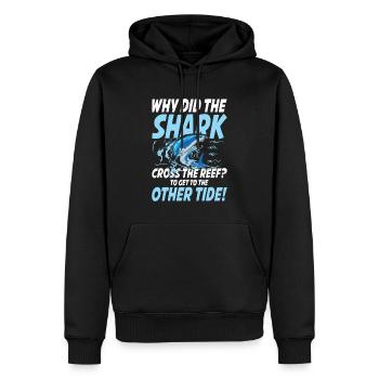 Why Did The Shark Cross The Reef - Other Tide - Männer Premium Bio Hoodie - Schwarz - Vorne - Nico (187cm)