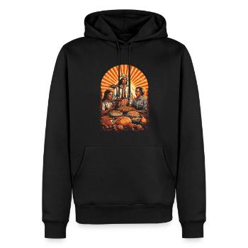 Pèlerins et Indiens Action de grâce culturelle - Sweat à capuche Premium bio Homme - noir - Devant - Nico (187cm)