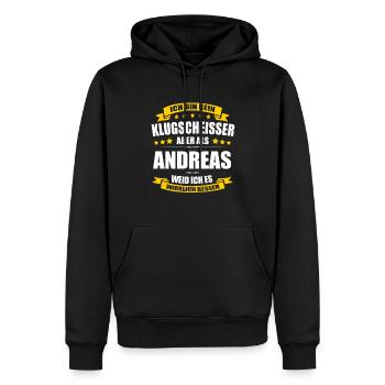 Name Andreas Vorname Klugscheisser Namenstag - Männer Premium Bio Hoodie - Schwarz - Vorne - Nico (187cm)